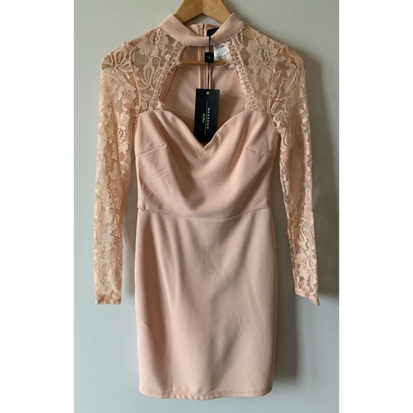 NEW with Tags Weekend MaxMara Pink High Choker Lace Sleeves Evening Dress Size 2 - Picture 3 of 17